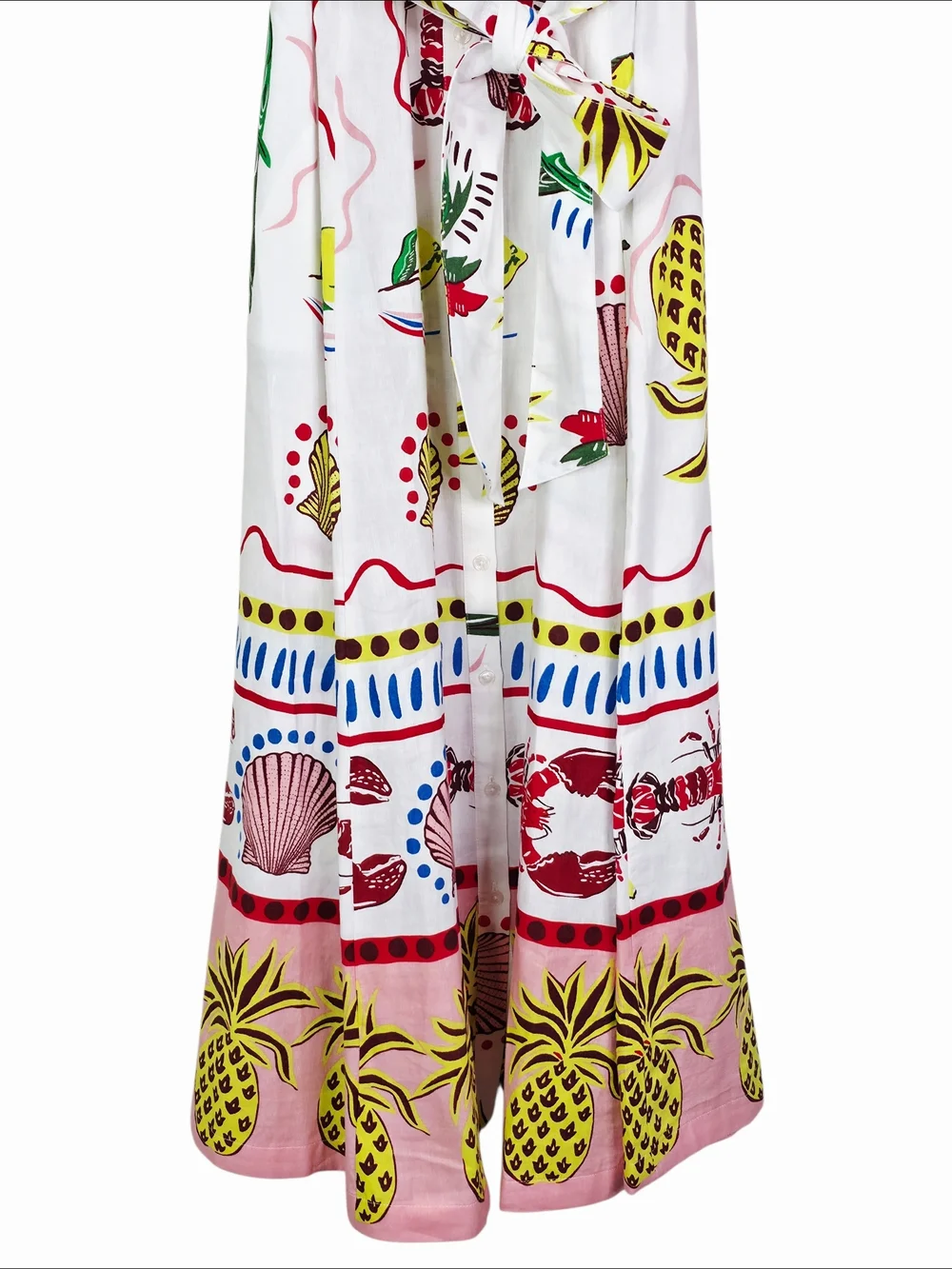 Boden Clara Maxi Dress Tropical Bonanza Linen‎ Novelty Belted Shirt Size 8R - Picture 6 of 10